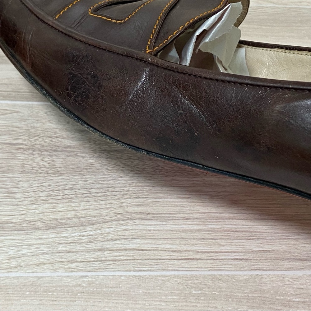 CHRISTIAN LOUBOUTIN VTG Red Bottom Brown Leather Penny Loafer Size 39 (US 9) - Picture 10 of 14
